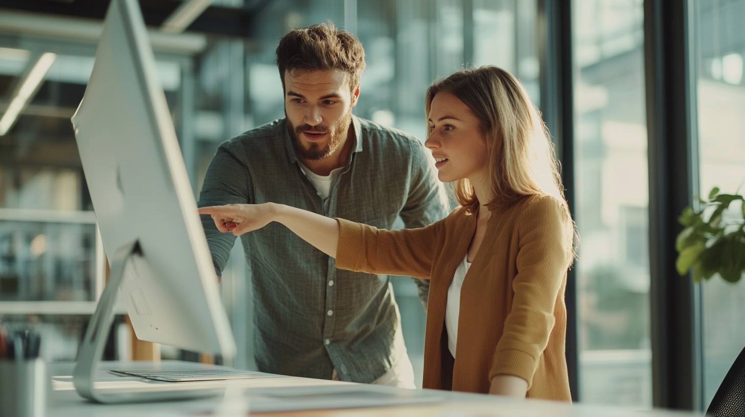 Team arbeitet zusammen am Buchungssystem
